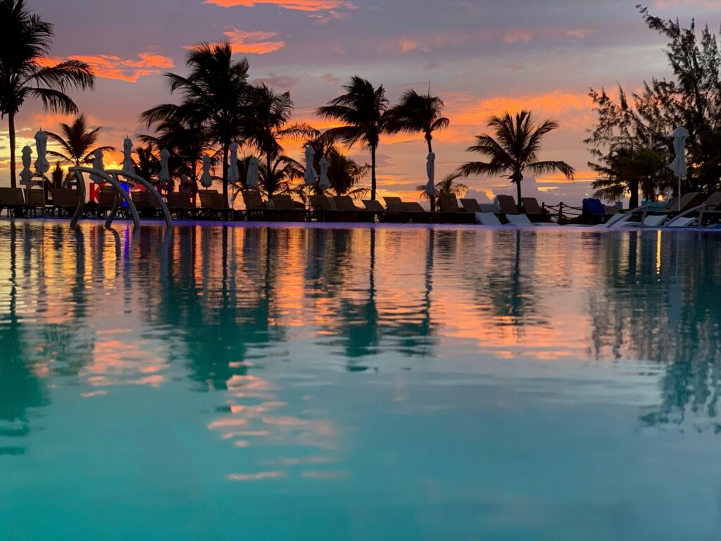 Gorgeous sunset on a Jamaica beach vacation