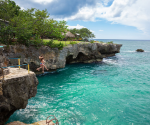 Cliff jumpers in Negril, Jamaica
